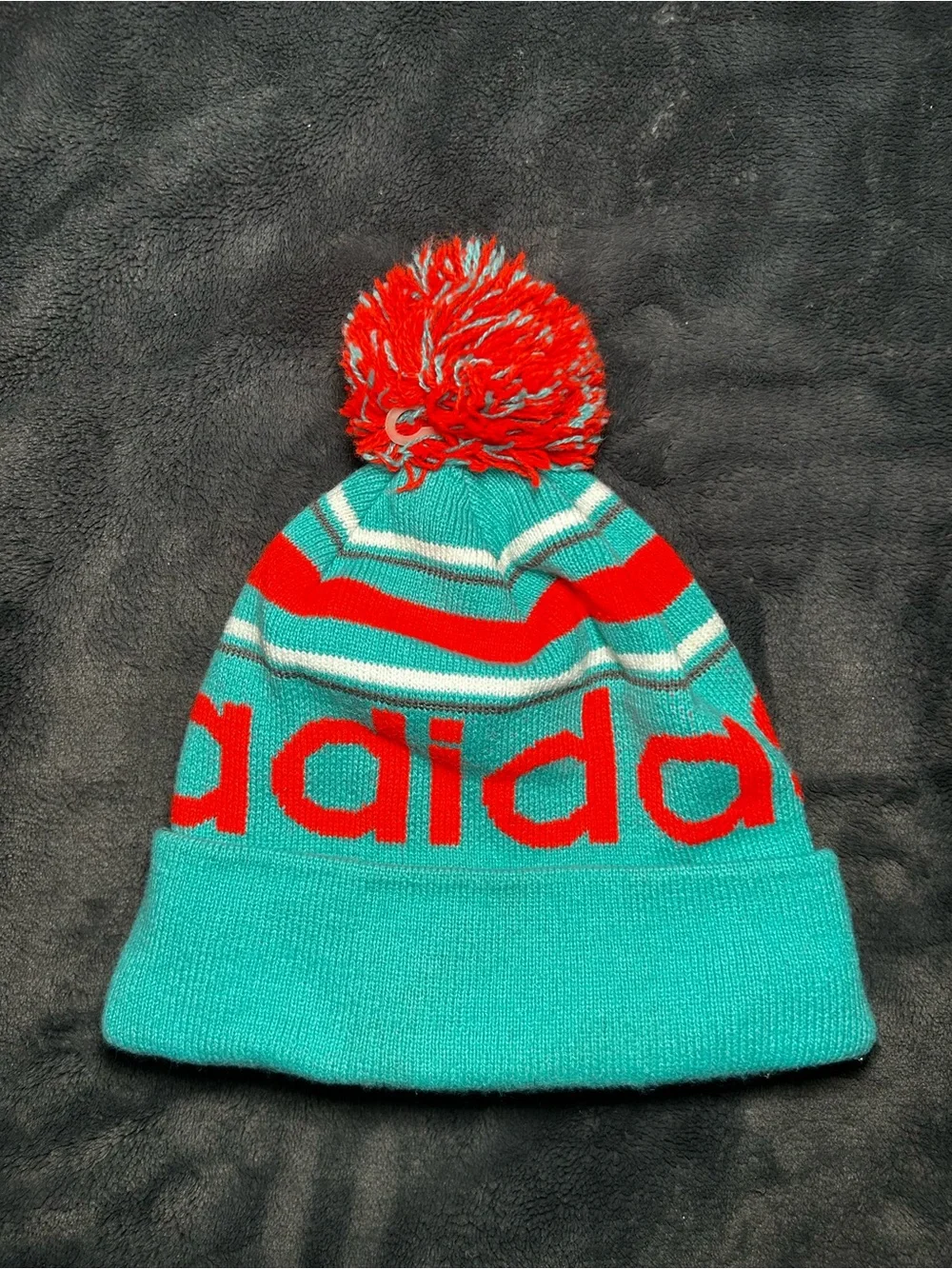 Adidas Teal & Orange Pom Pom Beanie Hat